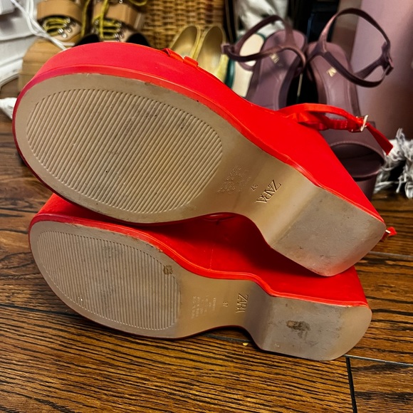 ZARA ❤️ Chunky satin strap wedge sandals - Picture 6 of 7